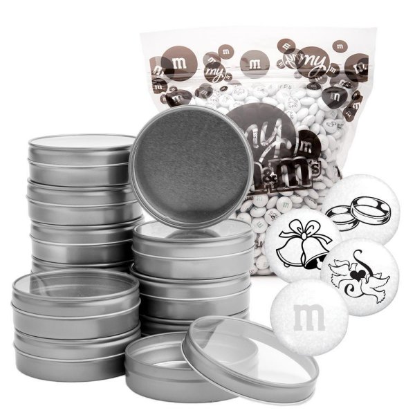 M&M's Wedding Blend DIY Silver Tin Kit