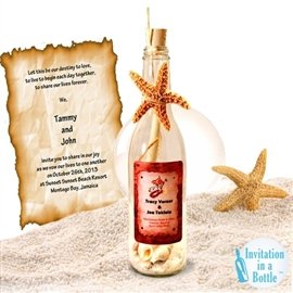 Wedding Invitation - Starfish Invitation in a Bottle