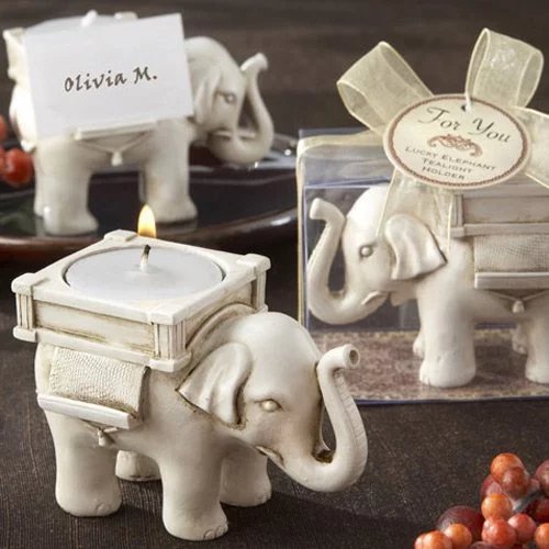 Lucky Golden Elephant Tealight Holder Wedding Favours