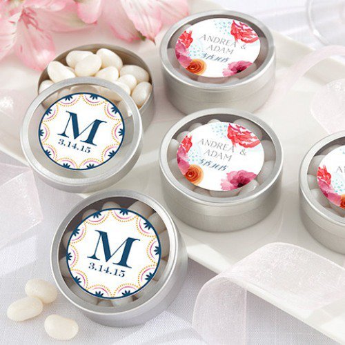 Personalized Round Clear Topped Candy Tins