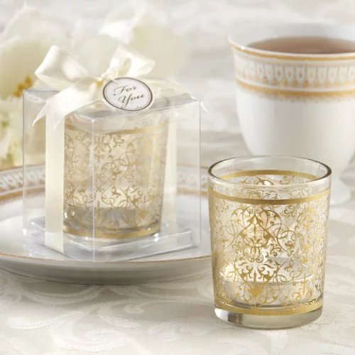 Golden Renaissance Glass Tea Light Holder Wedding Favours