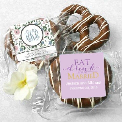 Personalized Chocolate Covered Pretzel Wedding Favours