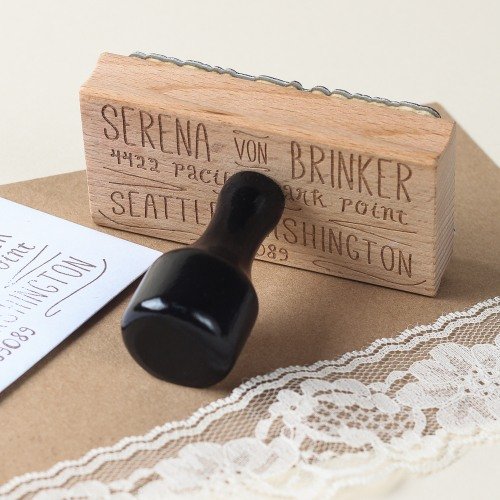 Wedding Invitation - Personalized Wood Handle Rubber Stamp