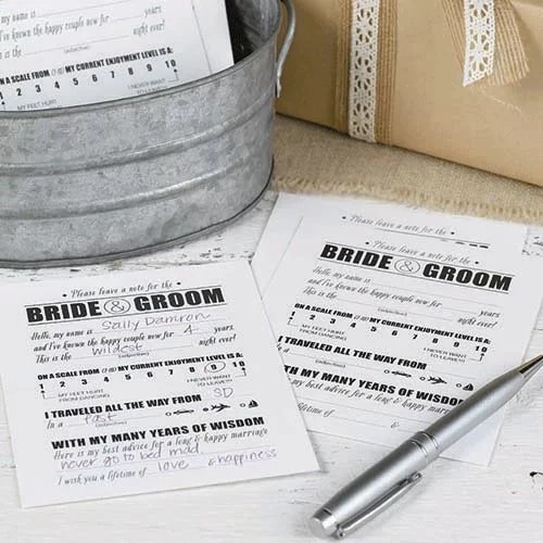 Wedding Reception Bride and Groom Advice Notes