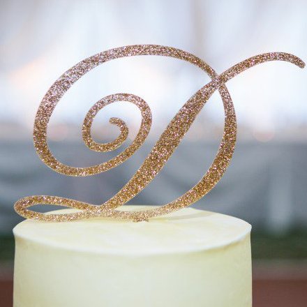 Wedding Reception Glitter Initial Cake Topper