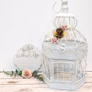 Wedding Reception White Metal Birdcage Centrepieces