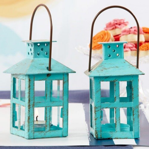 Blue Lantern Tea Light Holder