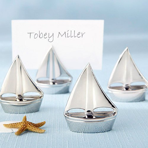 wedding Reception Silver Sailboat Place Card Holders