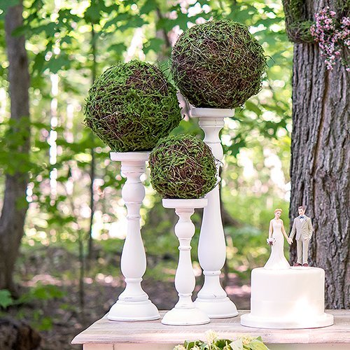 Wedding Reception Decor Moss And Wicker Pomander